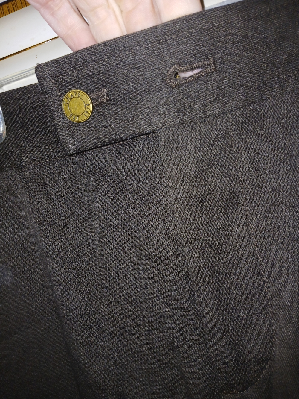 Chaps Brown Dress Pants with Branded Button